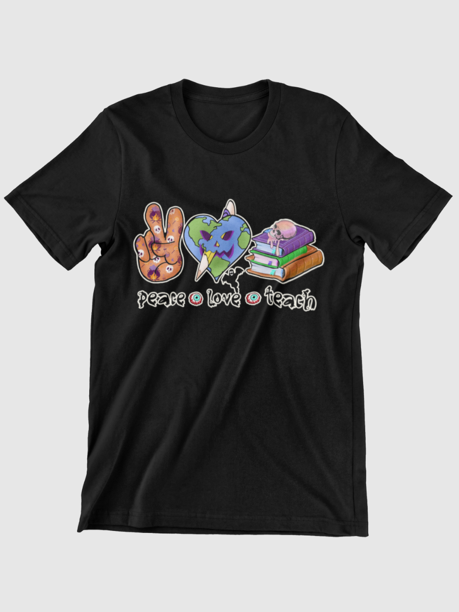 Peace Love Teach Halloween Graphic T-shirt