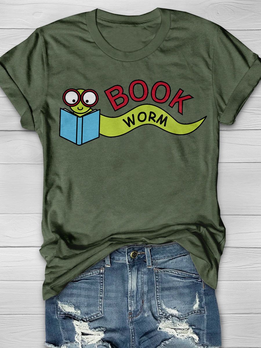 Worm Book Print Graphic T-shirts