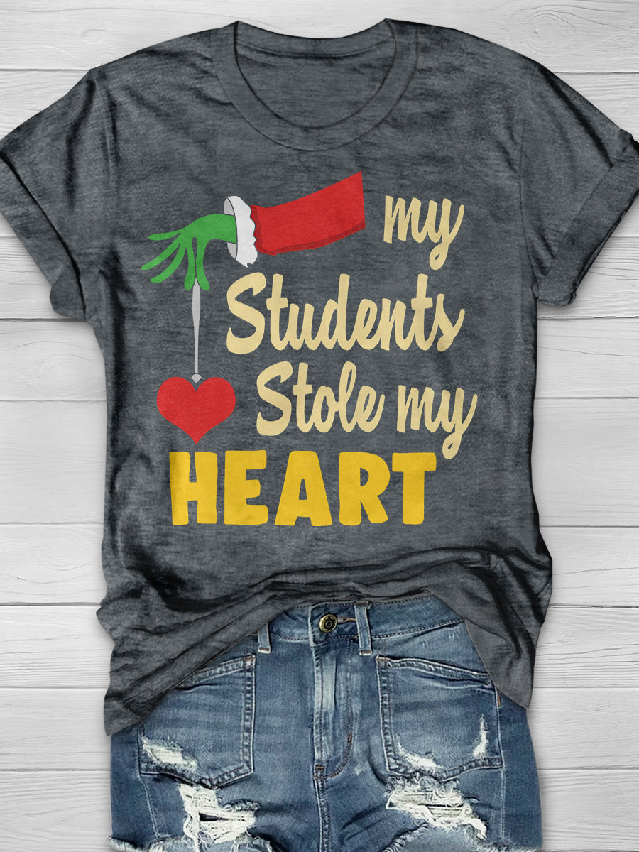 My Students Stole My Heart Print Graphic T-shirts
