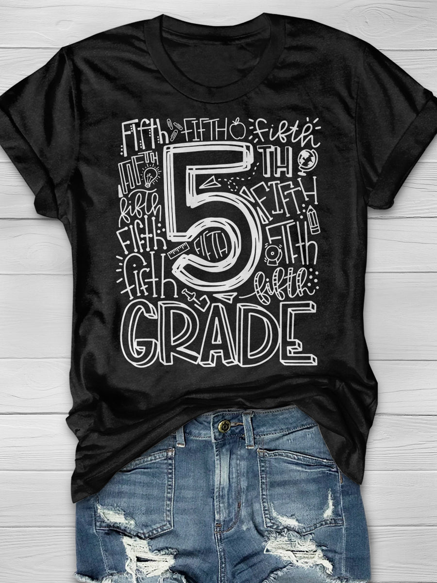 Fifth Grade Print Graphic T-shirts