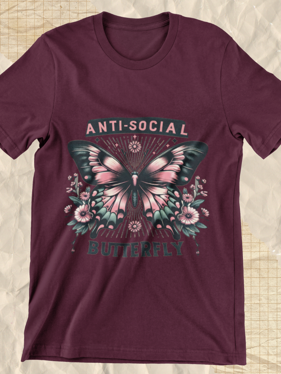 Anti-Social Butterfly Graphic T-shirt