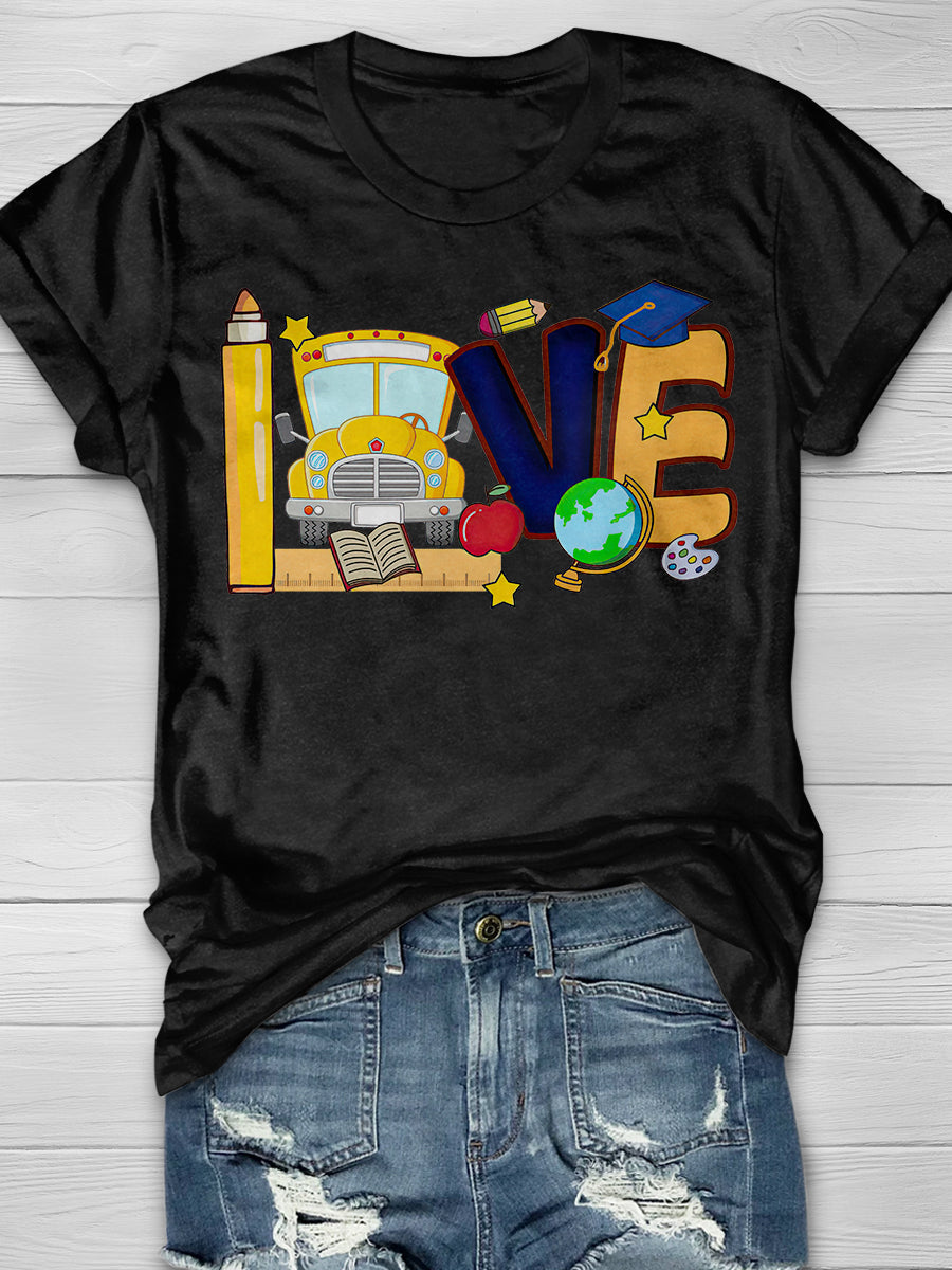 Love Back To School Print Graphic T-shirts