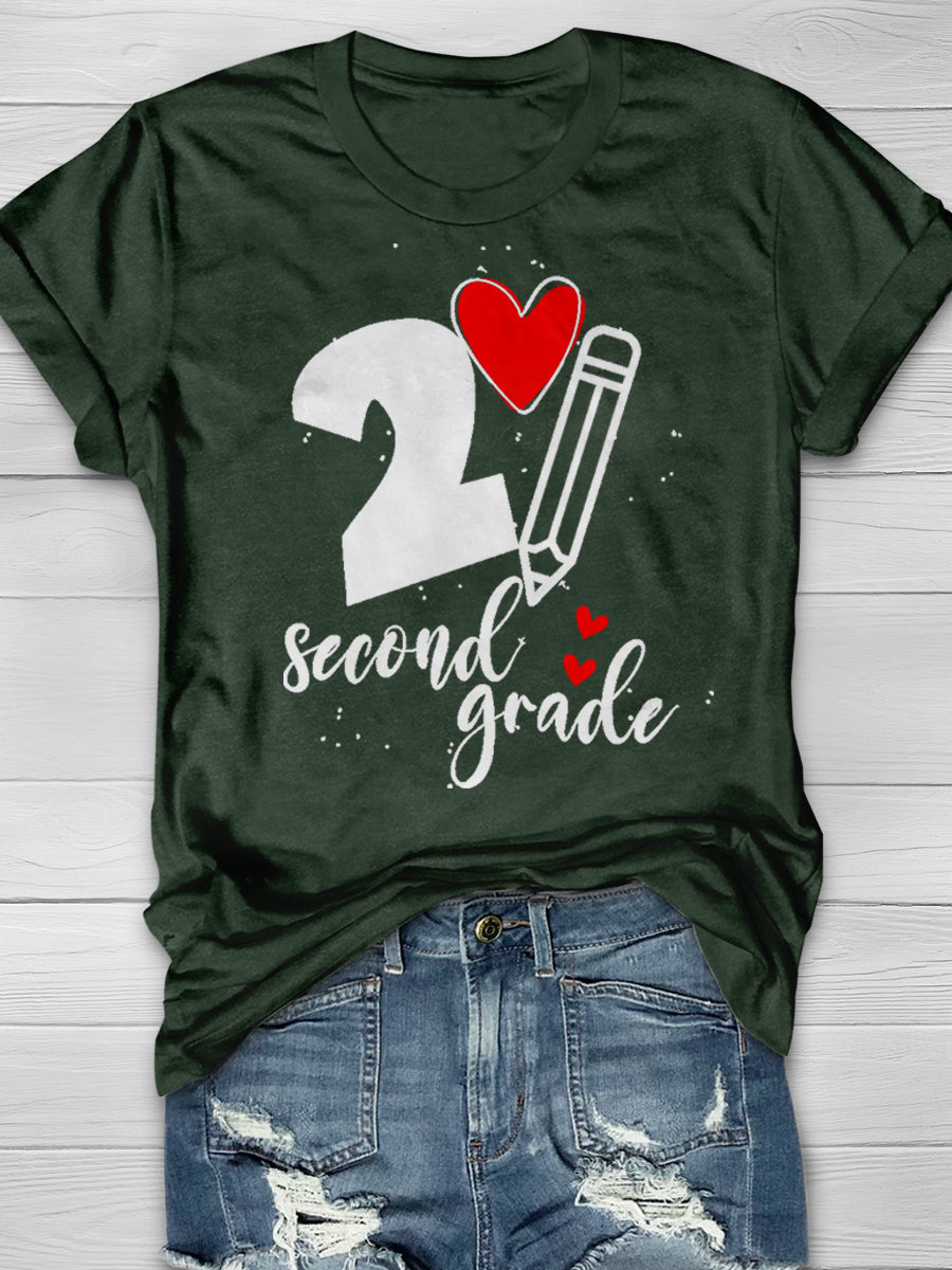 2 Second Grade Print Graphic T-shirts