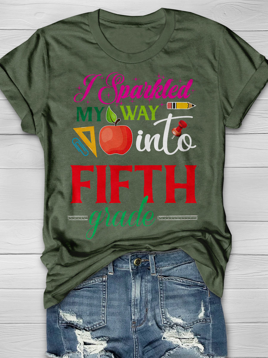 I Sparkled My Way Into Fifth Grade Print Graphic T-shirts