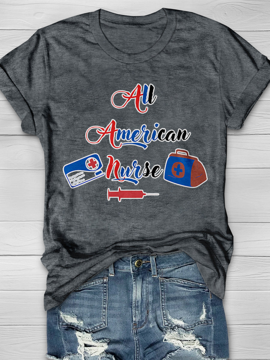 All American Nurse Print Short Sleeve T-shirt