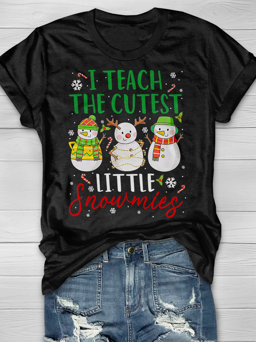 I Teach The Cutest Little Snowmies Print Graphic T-shirts