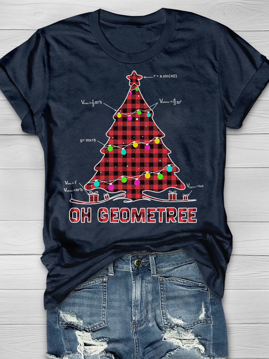 Geometry Christmas Tree Print Graphic T-shirts