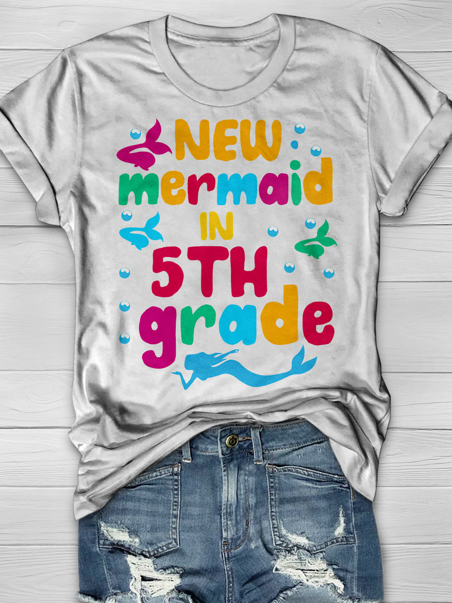 New Mermaid In 5th Grade Print Graphic T-shirts
