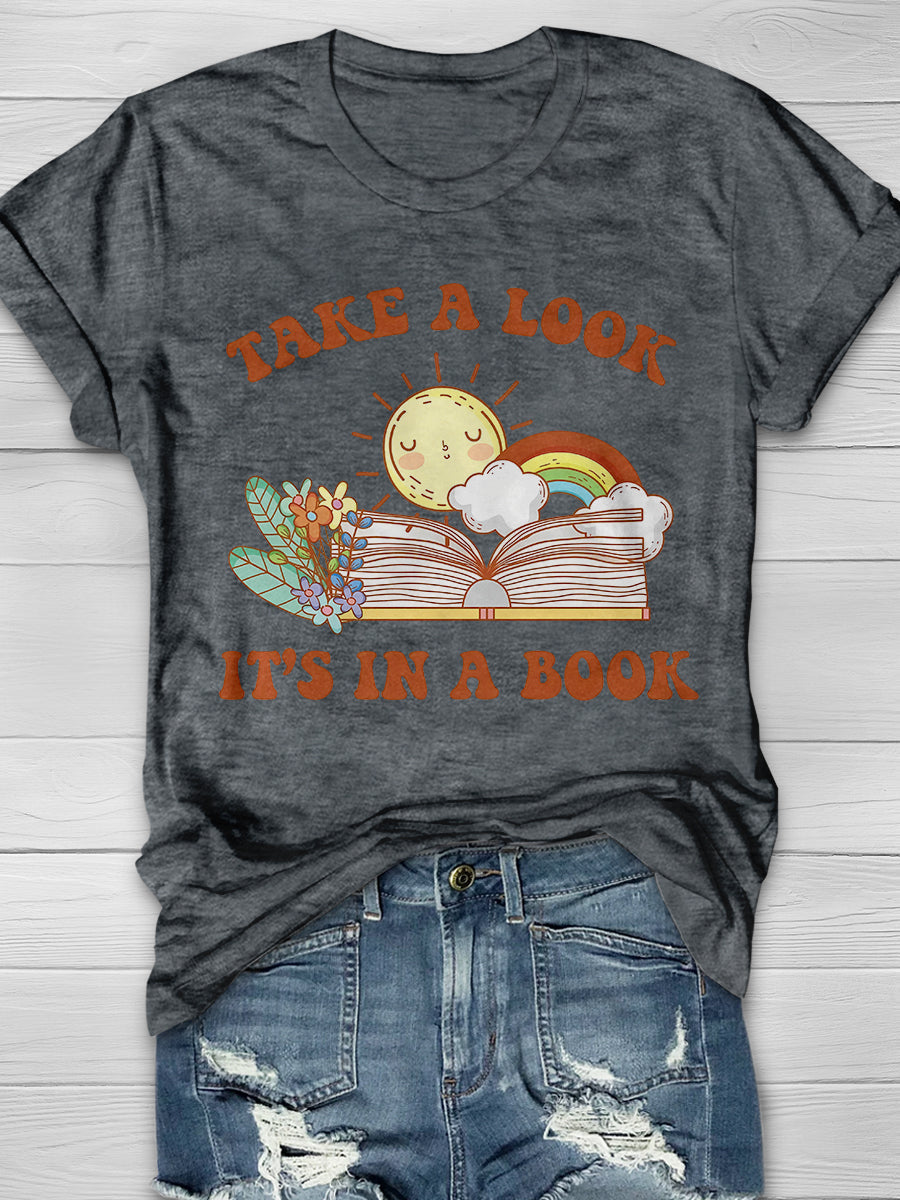 Take A Look Lt Is A Book Funny Teacher Print Graphic T-shirts