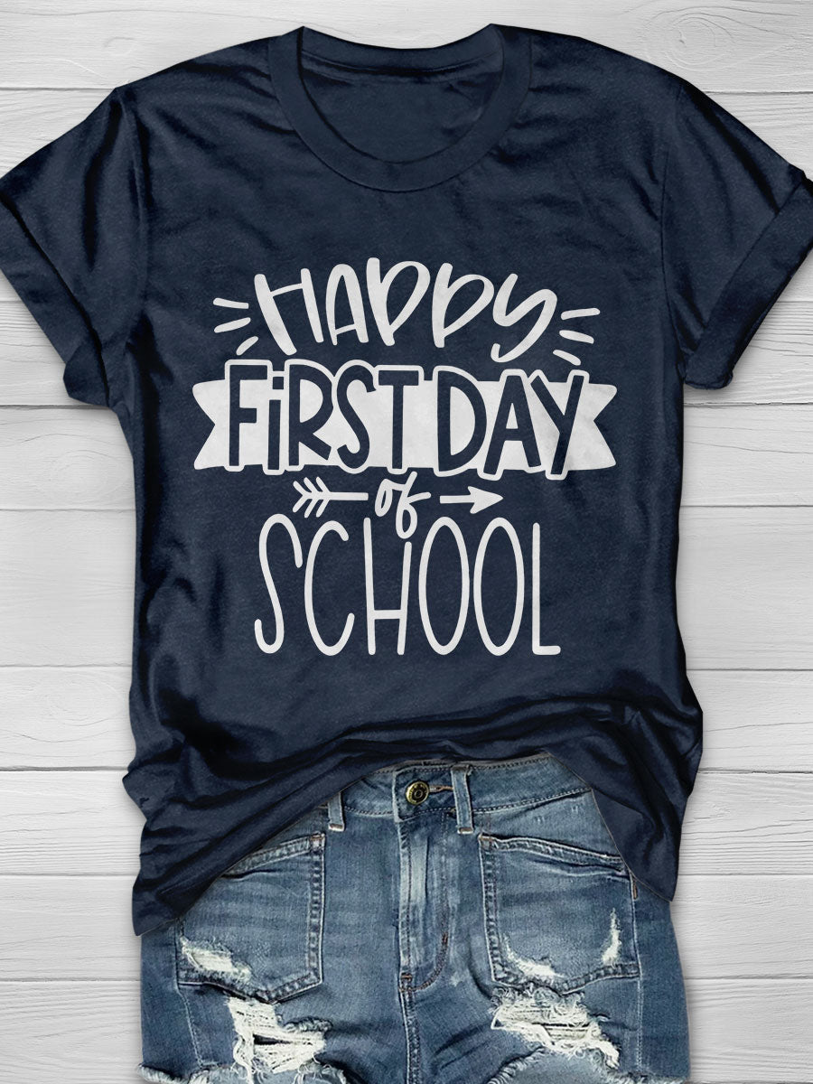 First Day of School Print Short Sleeve T-shirt