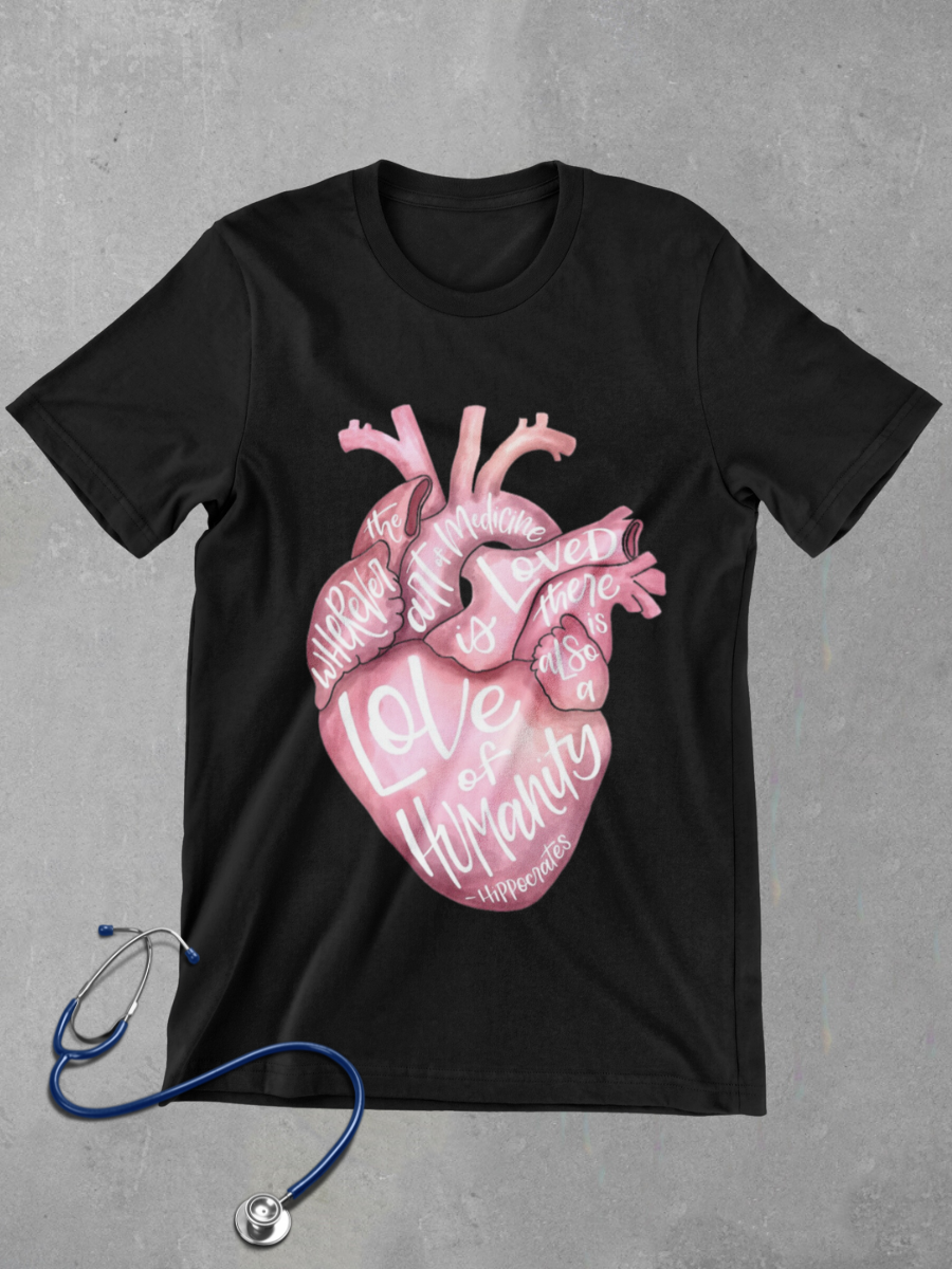 Heart of Medicine Journal Nurse Graphic T-shirt
