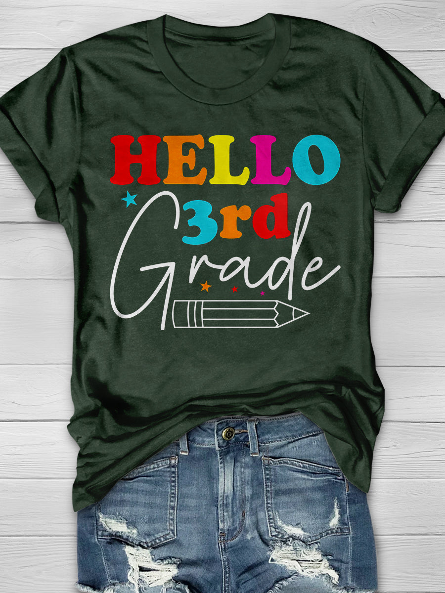 Hello 3rd Grade Print Graphic T-shirts