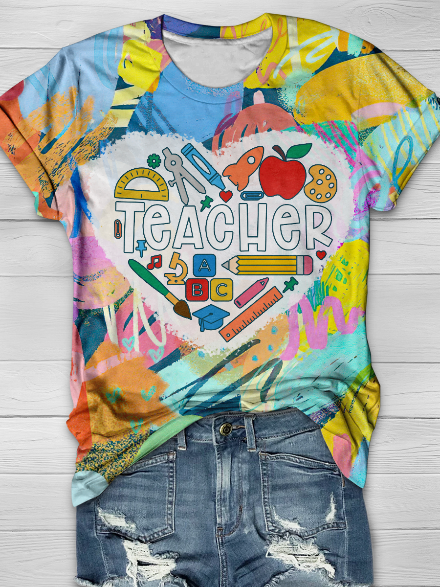 Teacher Heart Full Print T-shirt