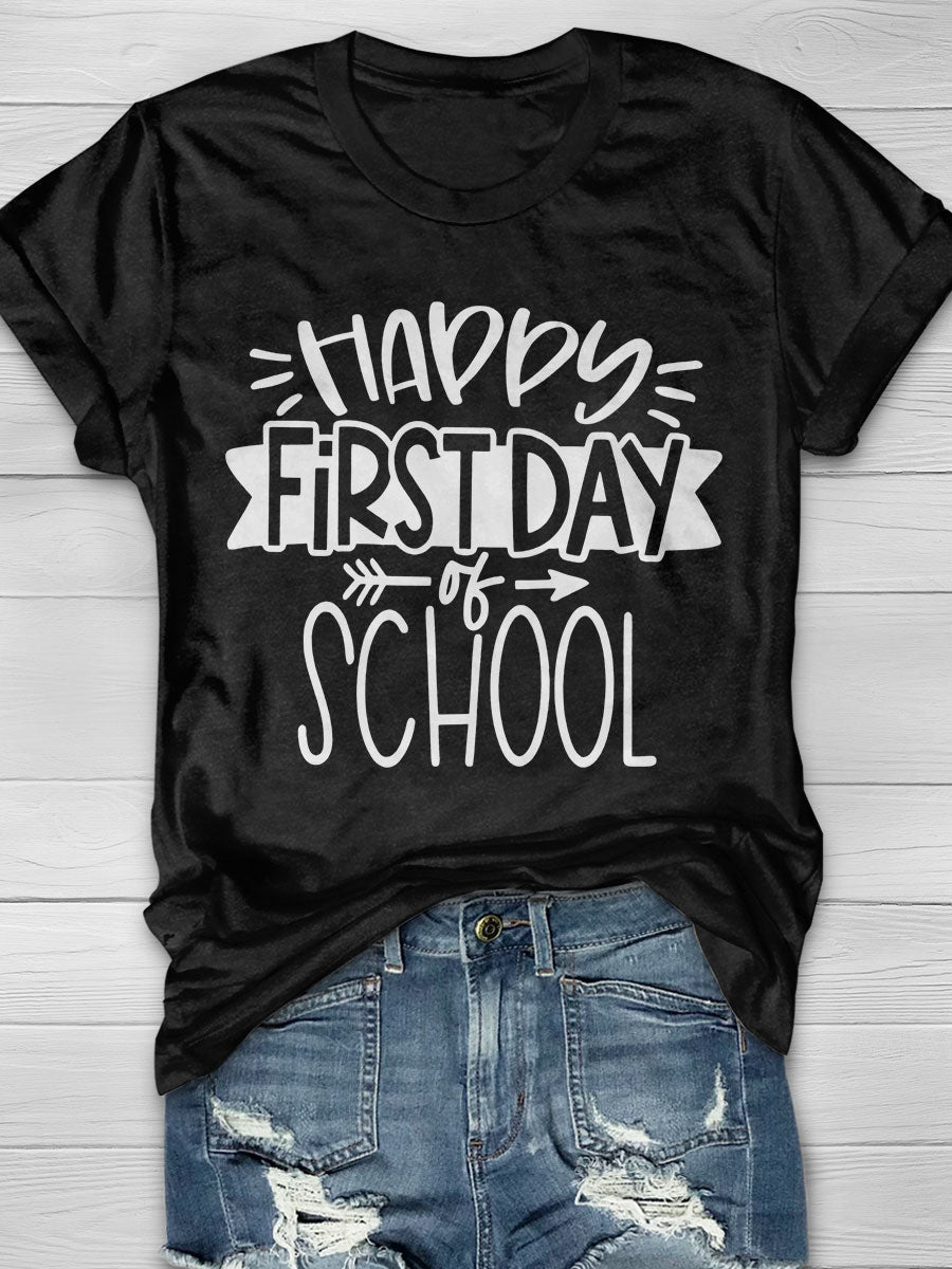 First Day of School Print Short Sleeve T-shirt