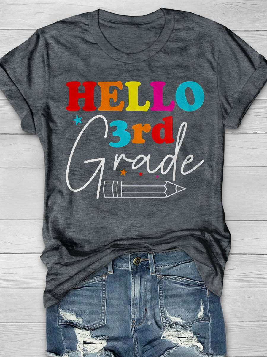 Hello 3rd Grade Print Graphic T-shirts