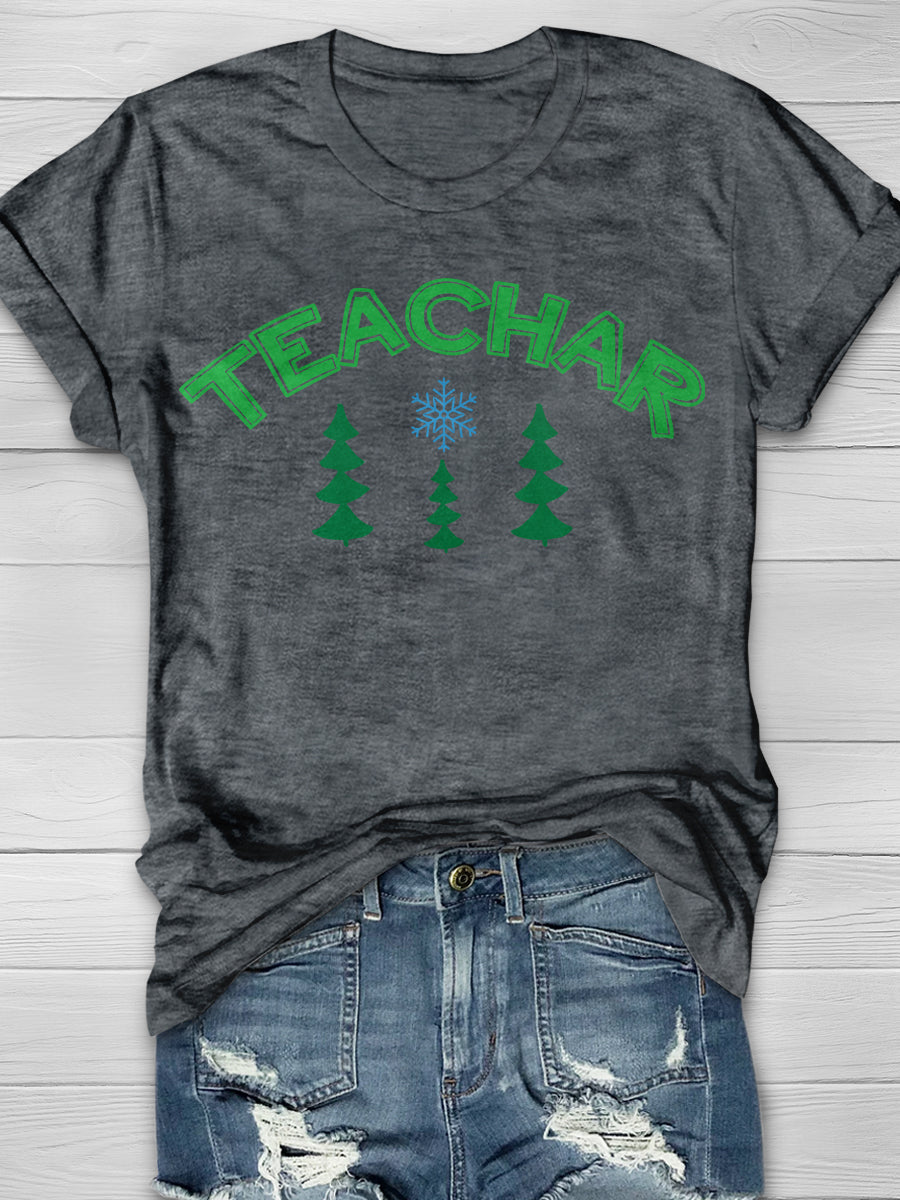 Teacher Christmas Print Graphic T-shirts