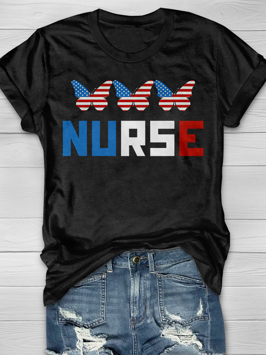 All American Nurse Print Short Sleeve T-shirt