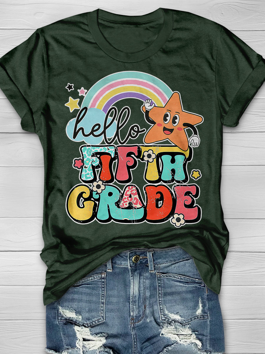 Hello 5th Grade Print Graphic T-shirts
