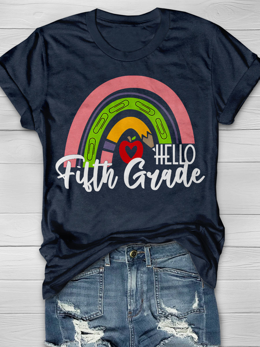 Hello Fifth Grade Print Graphic T-shirts
