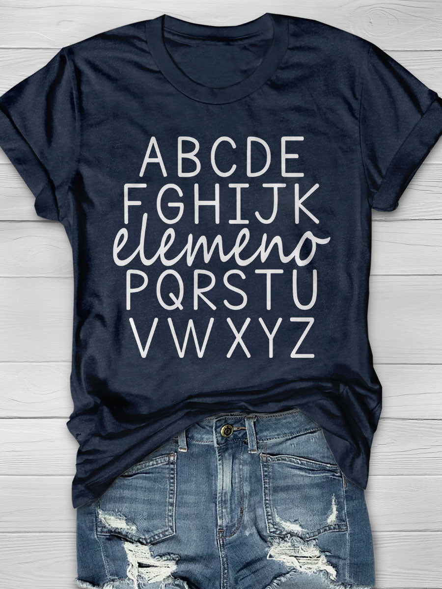 Alphabet Elemeno Print Short Sleeve T-shirt