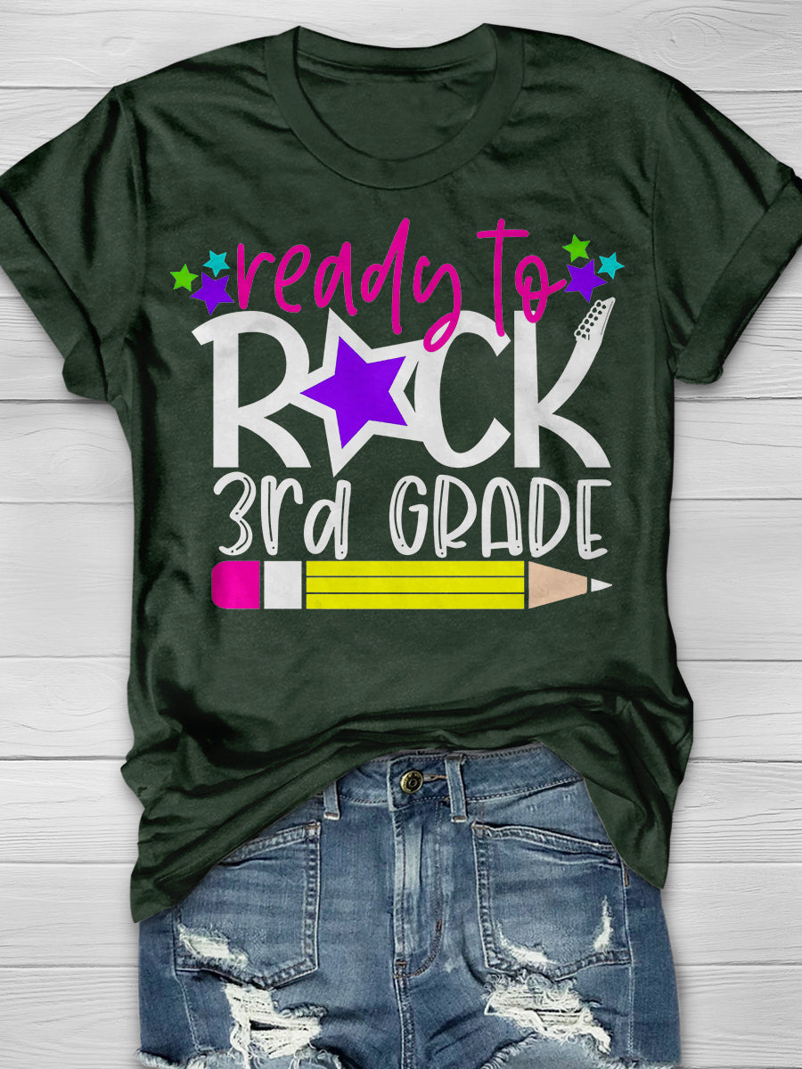 Ready To Rock 3rd Grade Teacher Print Graphic T-shirts