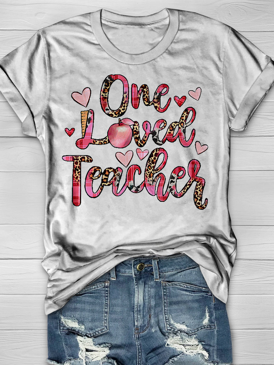 One Loved Teacher Print Graphic T-shirts