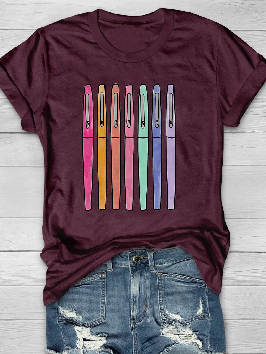 Pens Print Graphic T-shirts