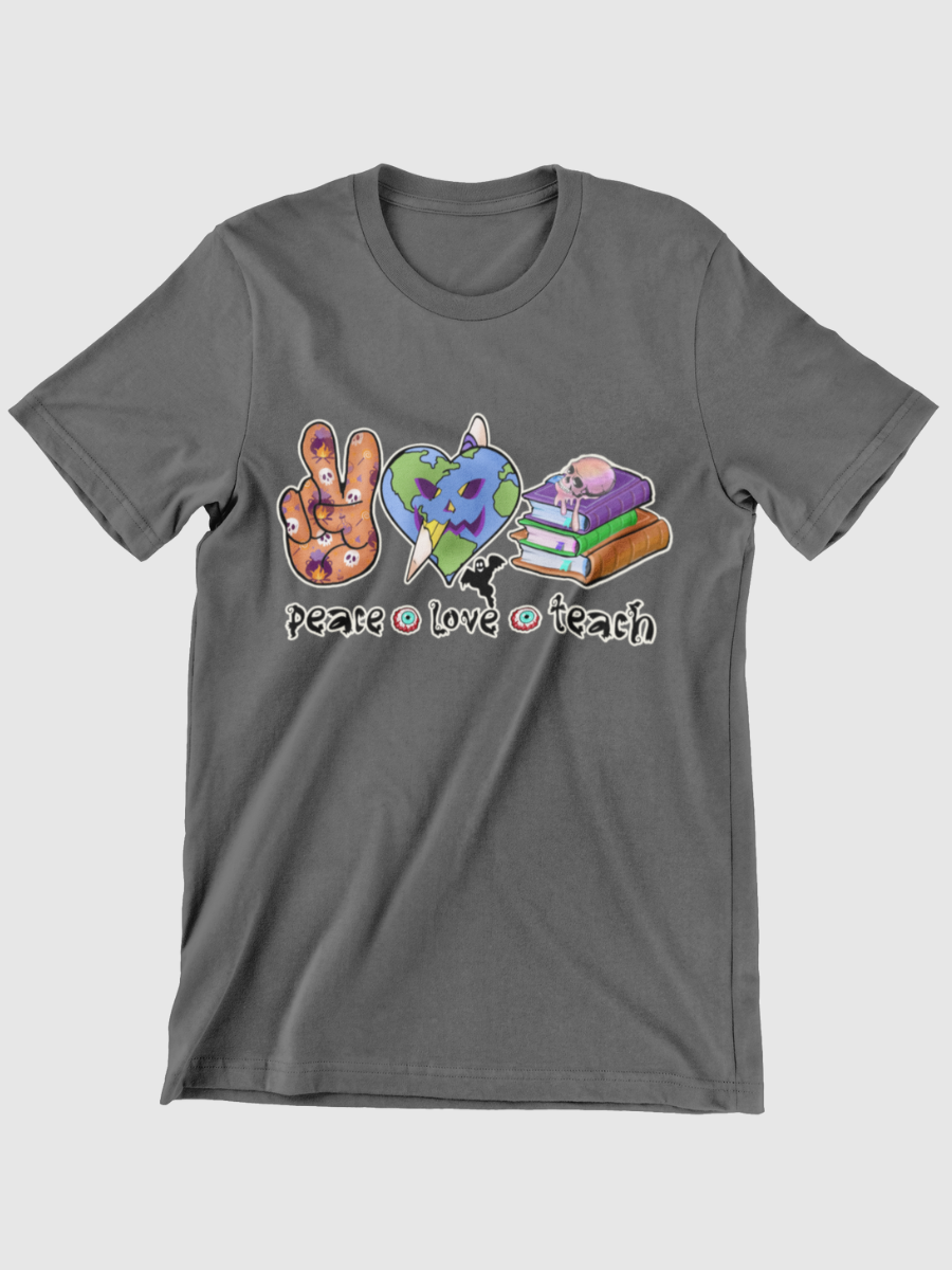 Peace Love Teach Halloween Graphic T-shirt