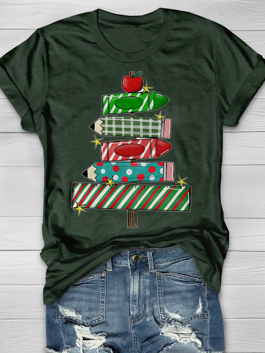 Christmas Teacher Print Graphic T-shirts