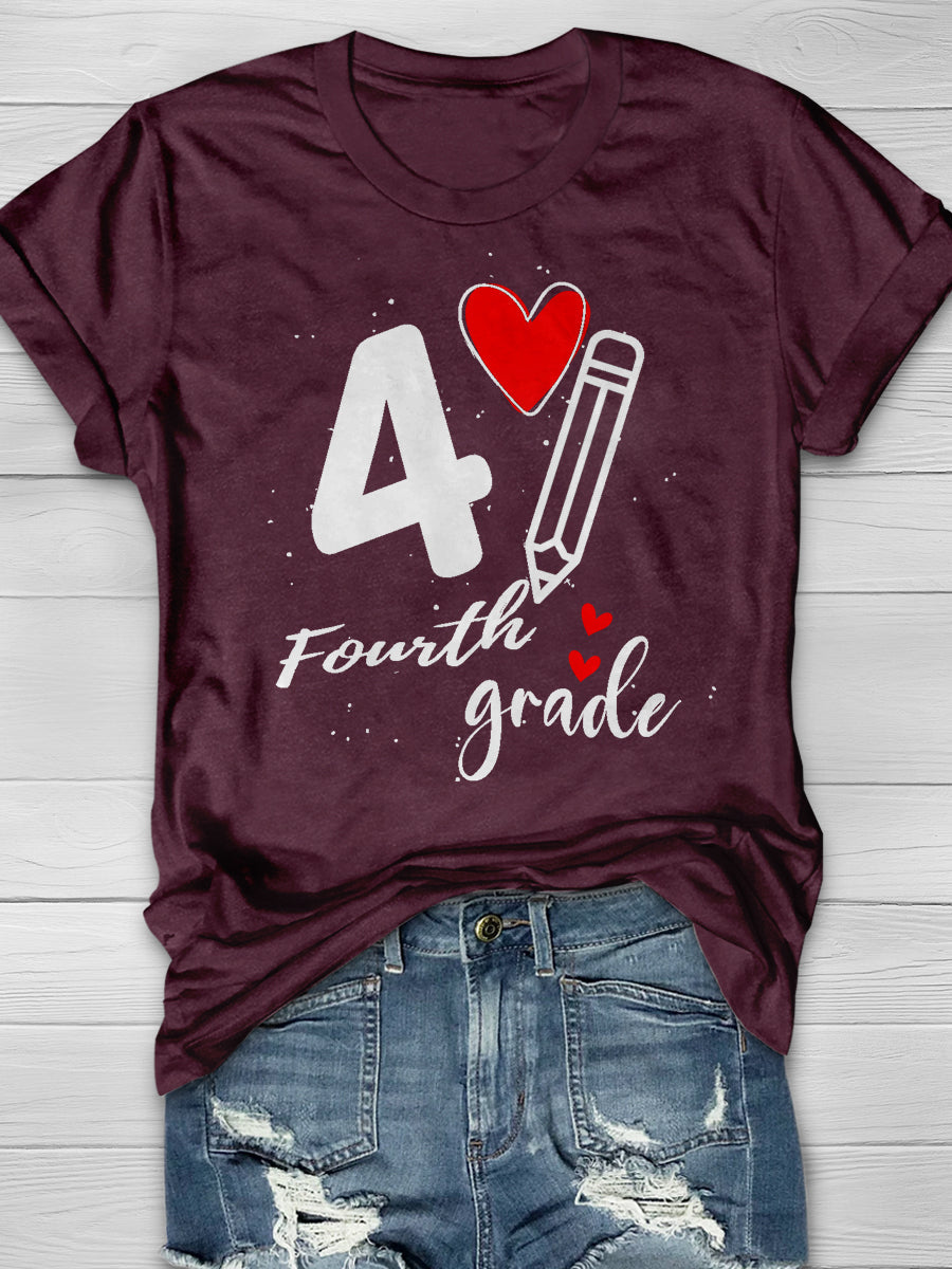 4 Fourth Grade Print Graphic T-shirts