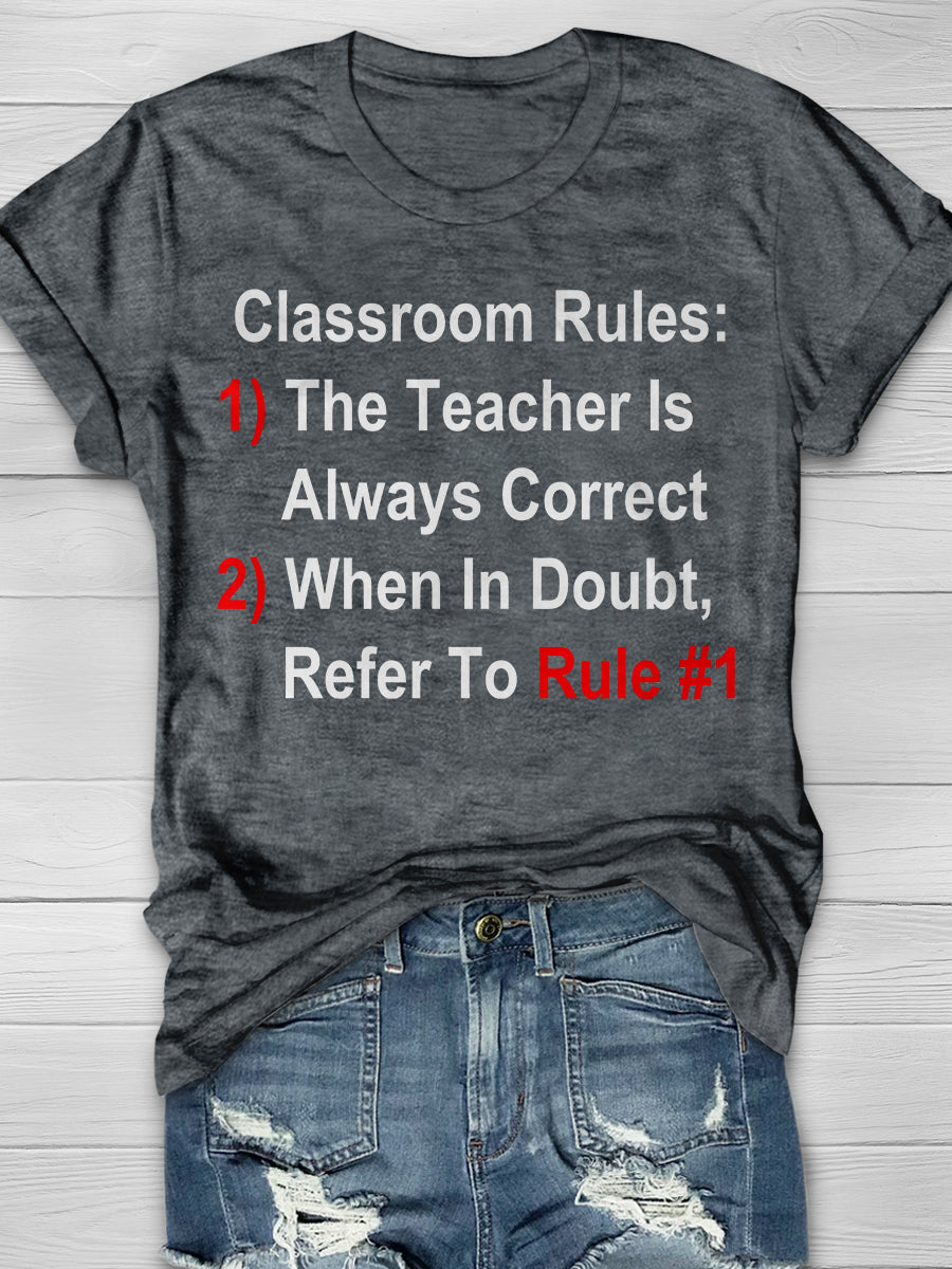 Classroom Rules Print Graphic T-shirts