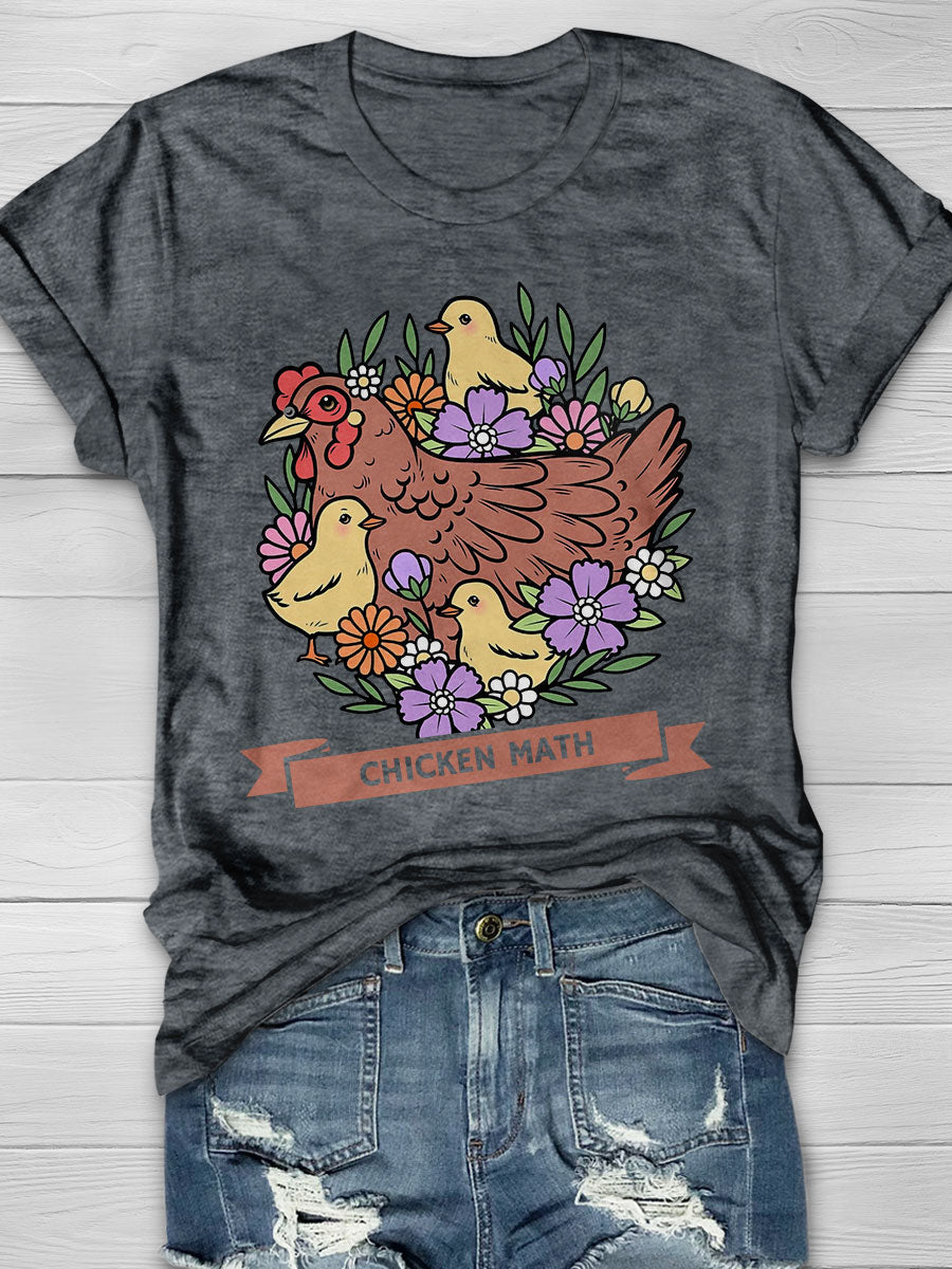 Chicken Math Print Short Sleeve T-shirt
