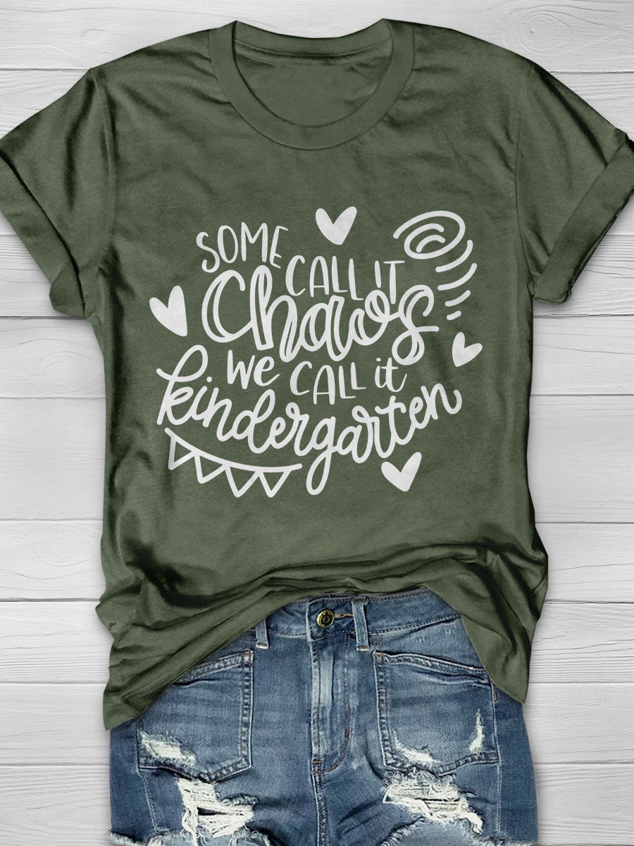 Kindergarten Teacher Print Short Sleeve T-shirt