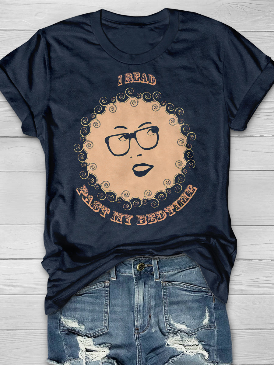 I Read Past My Bedtime Print Graphic T-shirts