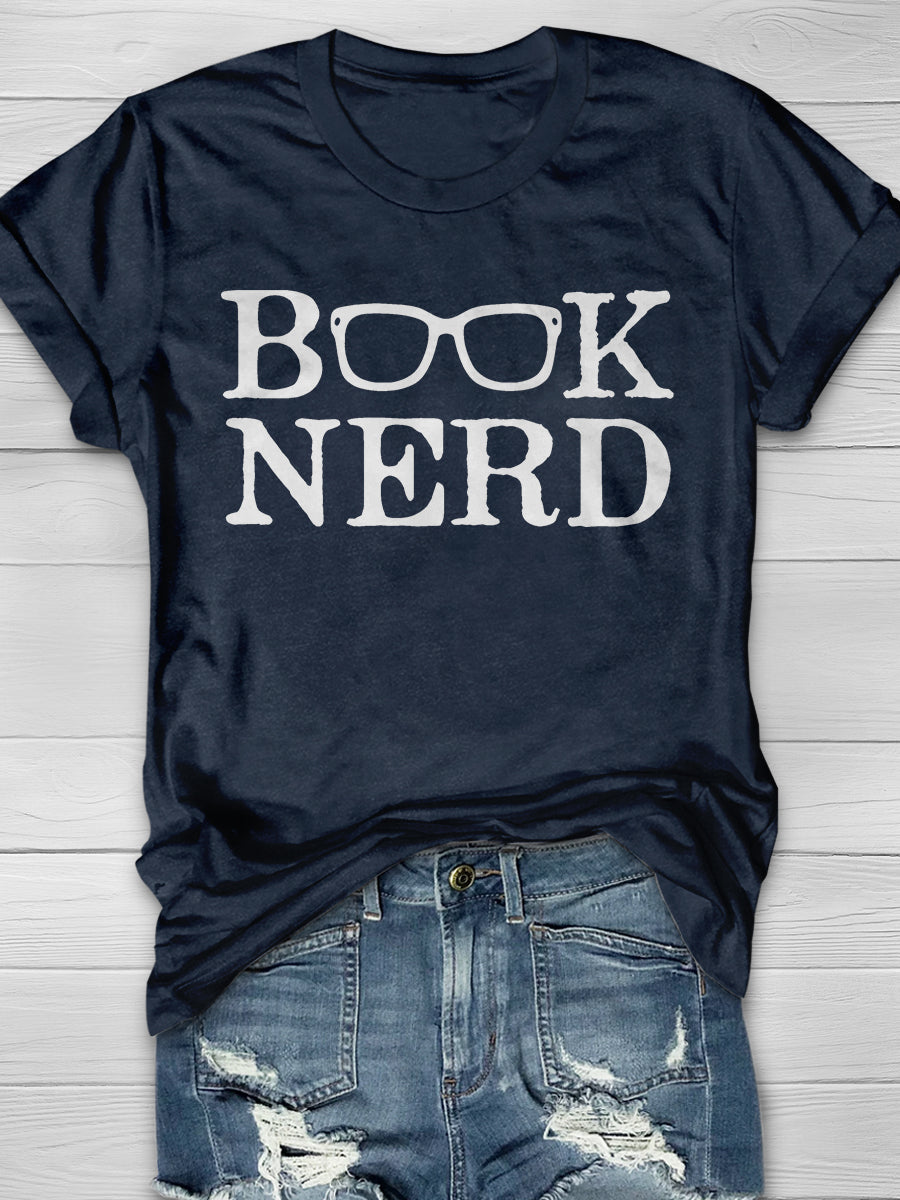 Book Nerd Print Graphic T-shirts