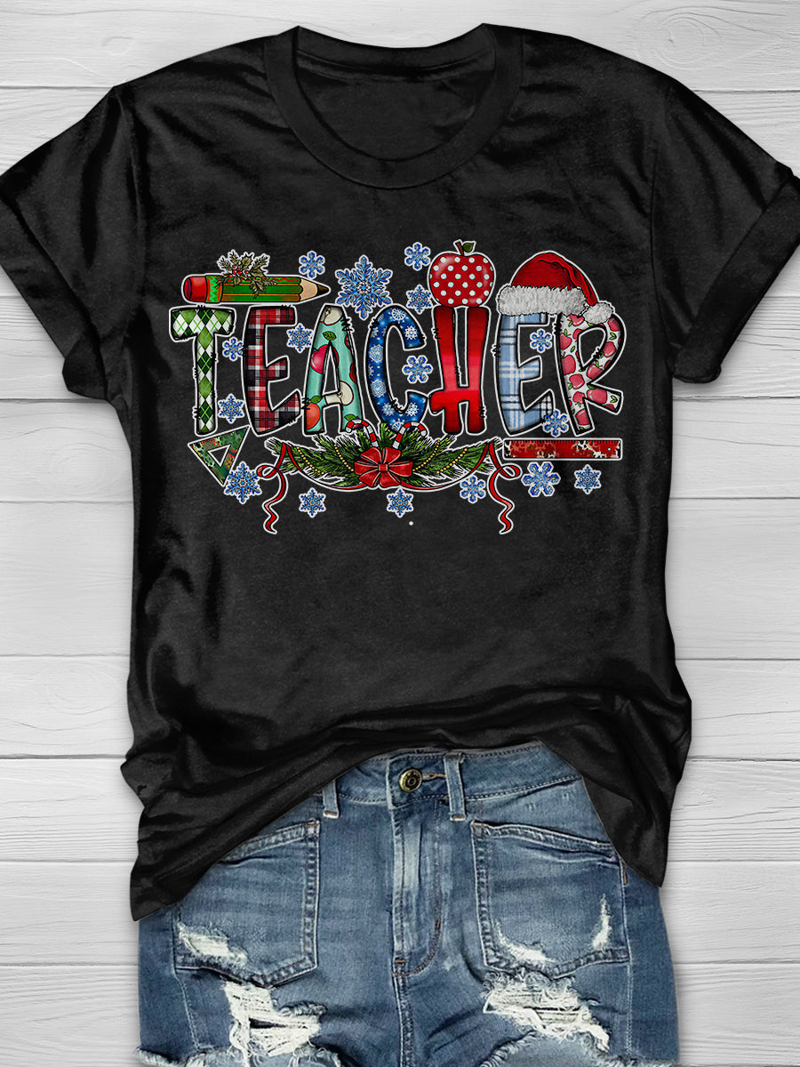 Teacher Christmas Print Graphic T-shirts