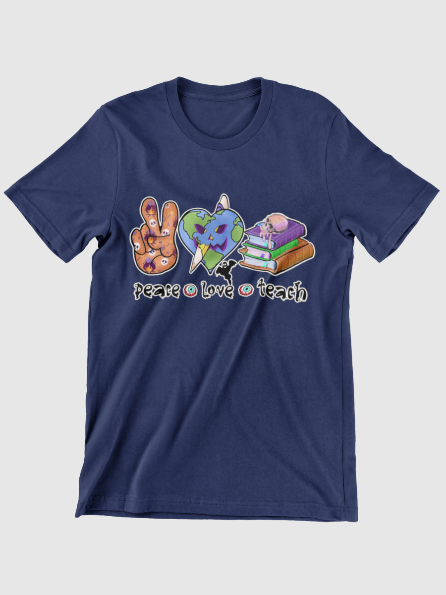 Peace Love Teach Halloween Graphic T-shirt