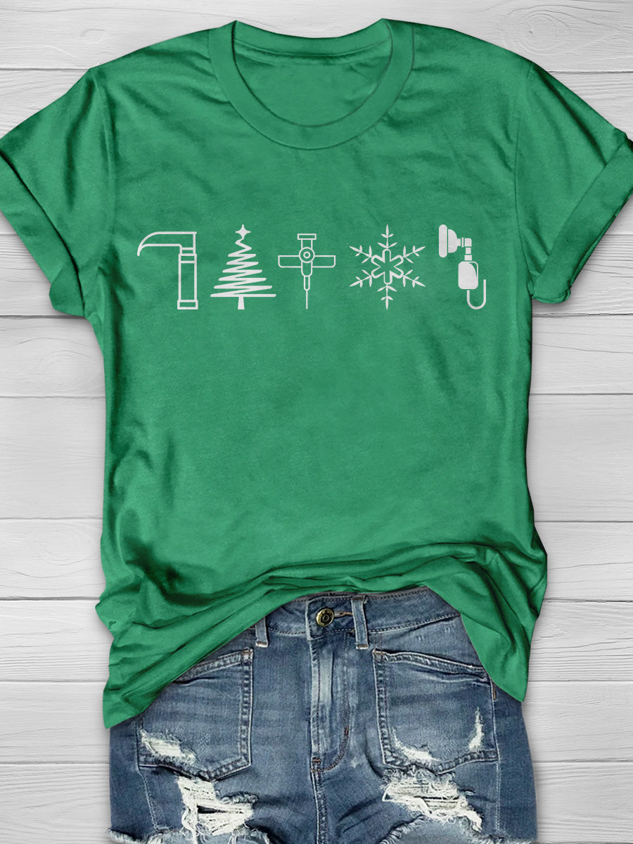 Christmas Print Short Sleeve T-shirt
