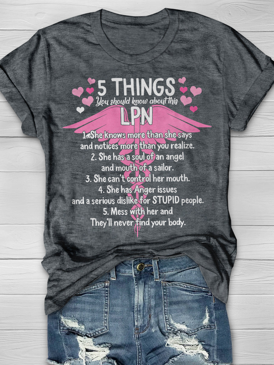 5 Things You Should Know About This LPN Print Short Sleeve T-shirt