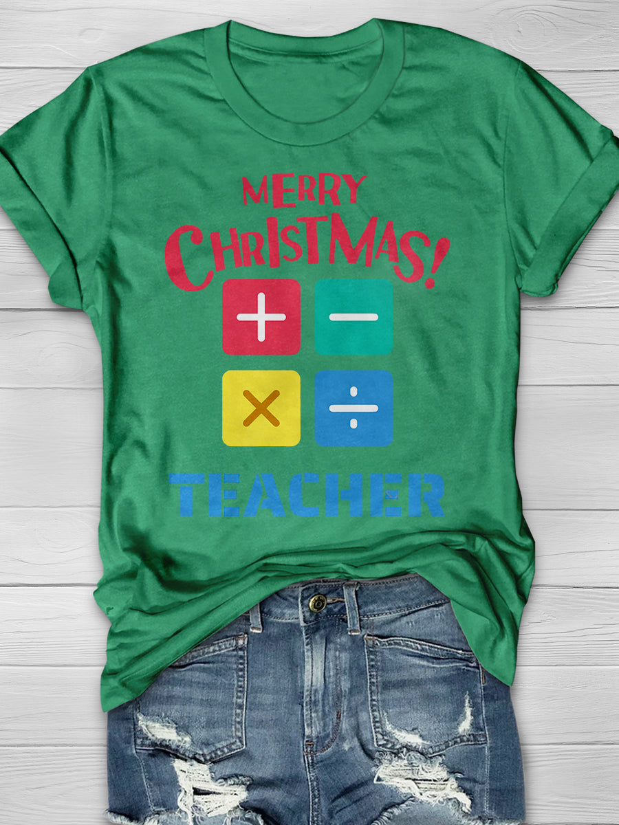Math Teacher Christmas Print Graphic T-shirts