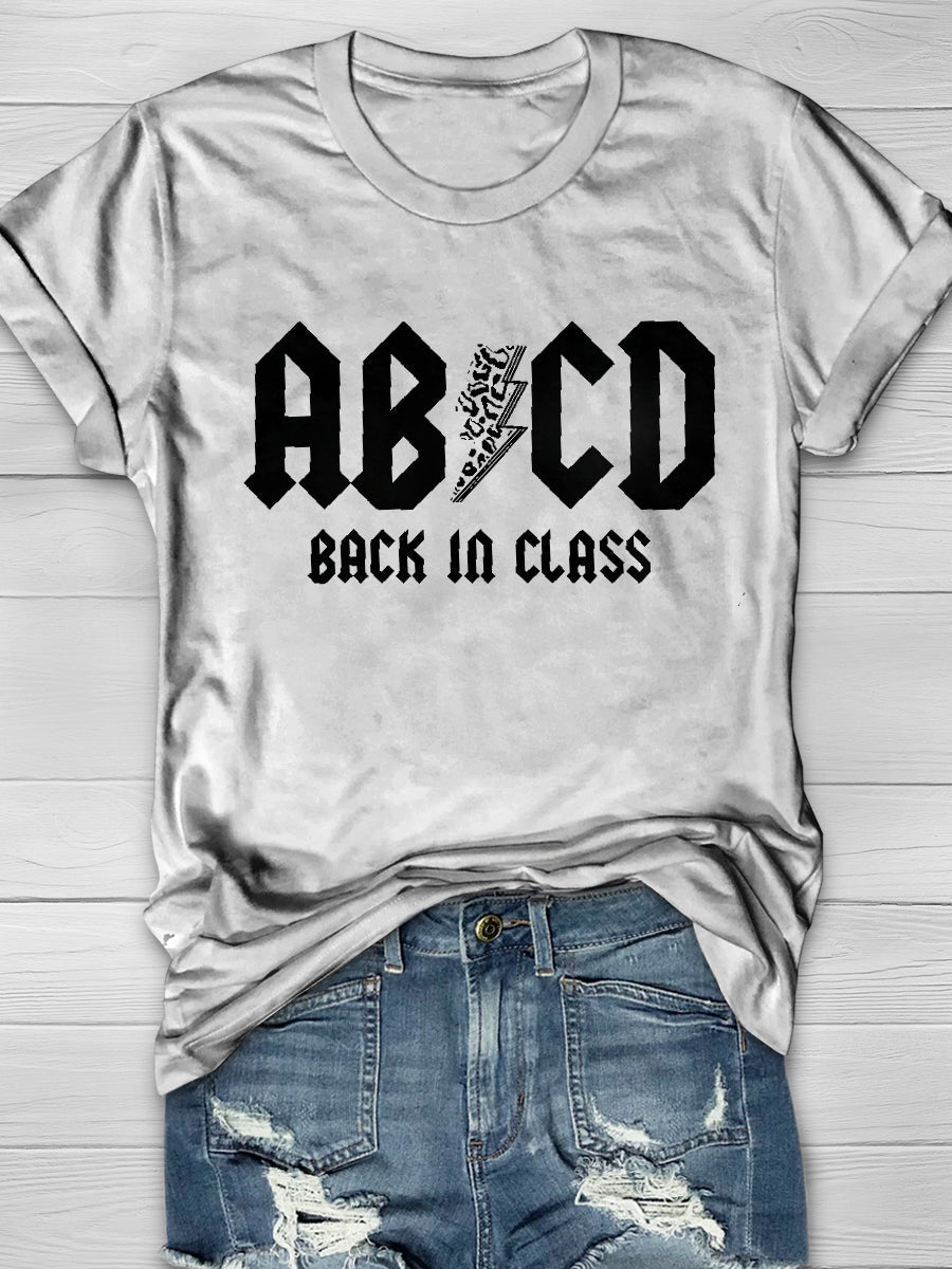 ABCD Back In Class Rock And Roll Music Teacher Print Graphic T-shirts