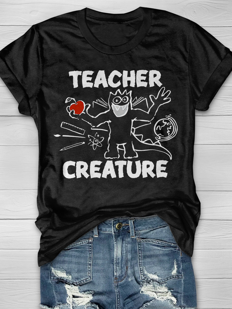 Teacher Creature Print Graphic T-shirts