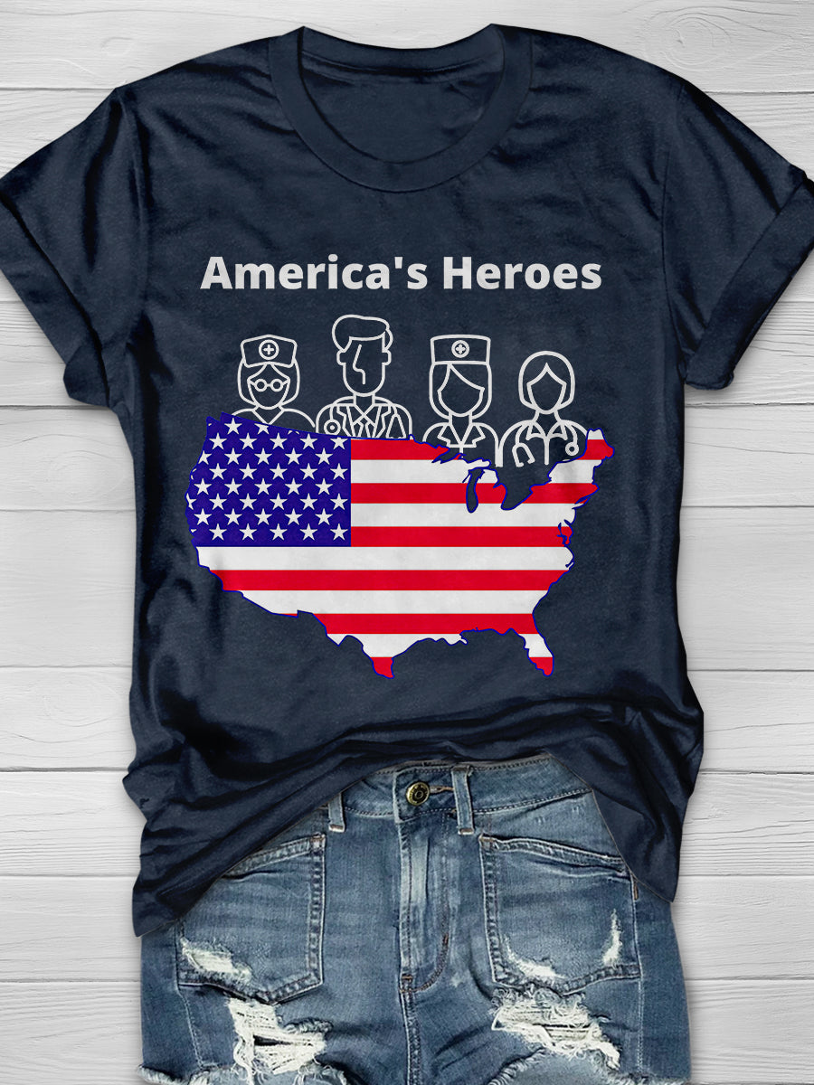 America's Heroes Print Short Sleeve T-shirt
