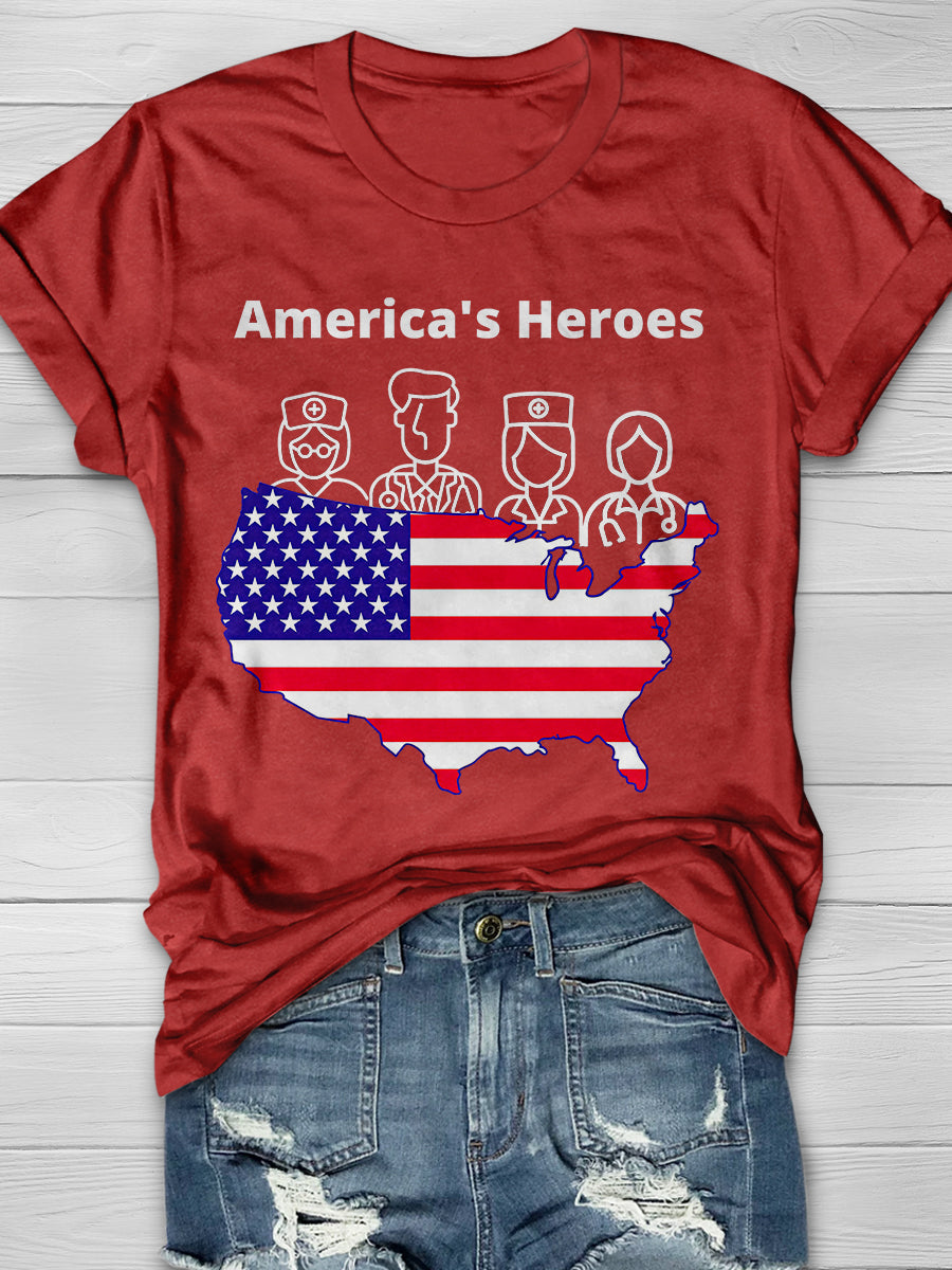 America's Heroes Print Short Sleeve T-shirt