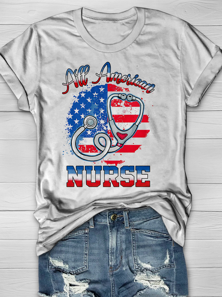 American Nurse Print Short Sleeve T-shirt