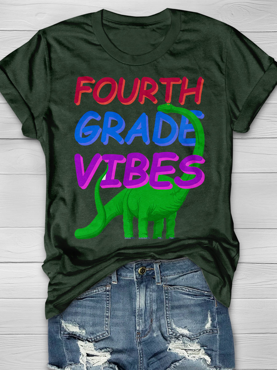 Fourth Grade Vibes Print Graphic T-shirts
