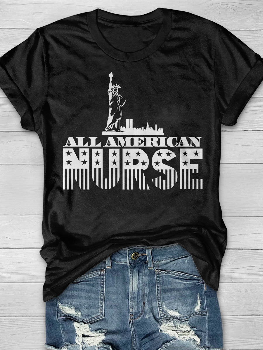 American Nurse Print Short Sleeve T-shirt