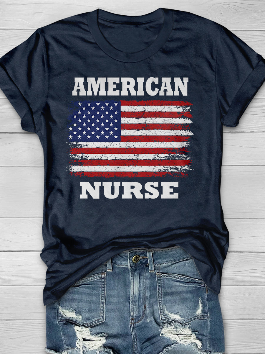 All American Nurse Print Short Sleeve T-shirt