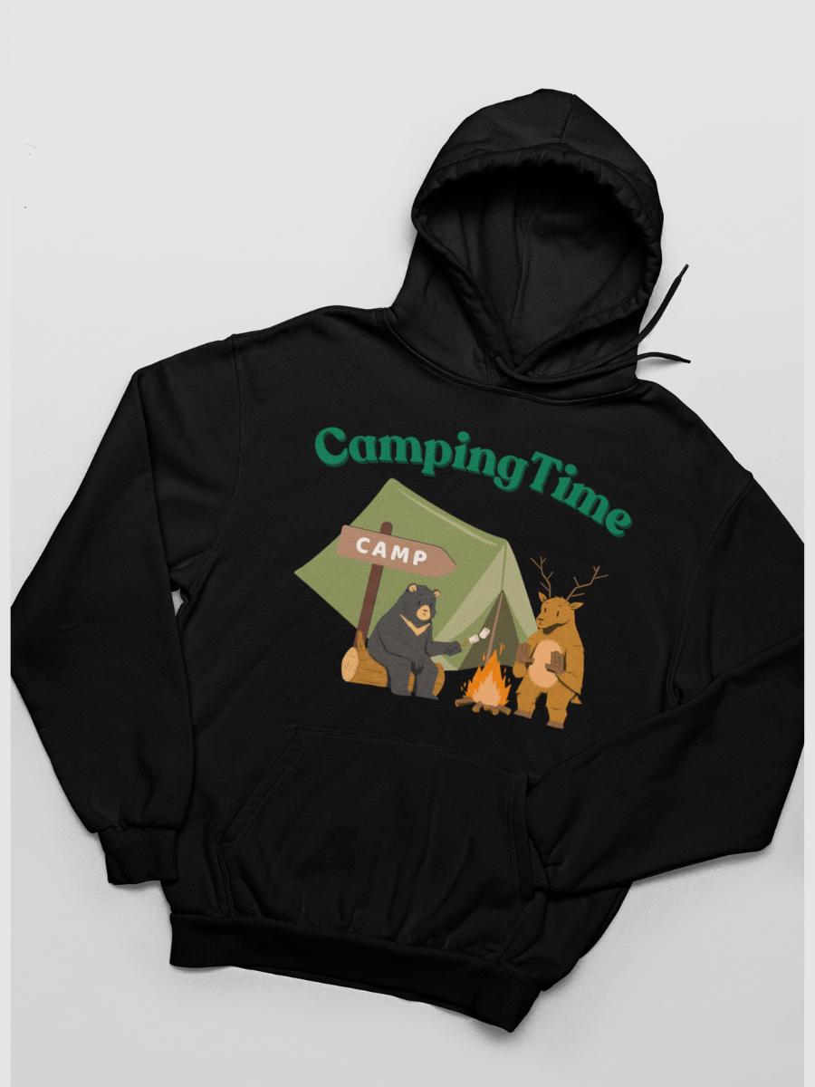Camping Time Friends Graphic Pure Cotton Hoodie