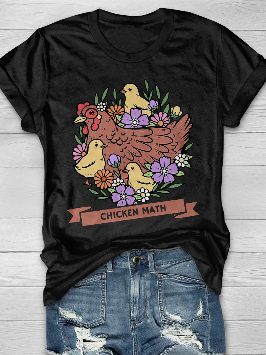 Chicken Math Print Short Sleeve T-shirt